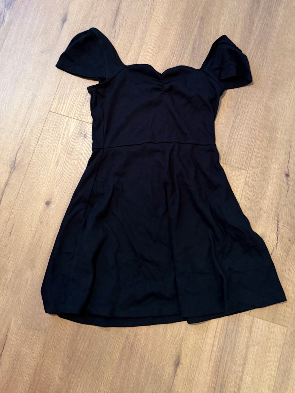 wild fable Black Sweetheart Puff Sleeve Mini Dress